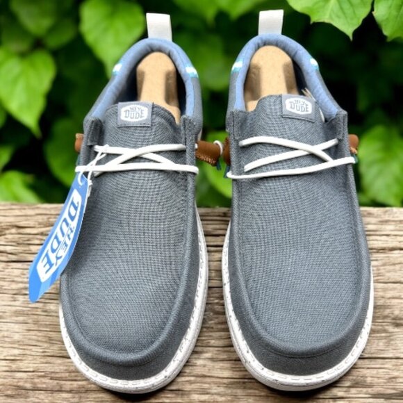 Hey Dude Men\'s Wally Craft Linen Shoes - Monument Grey/Faded Denim -  Size 9